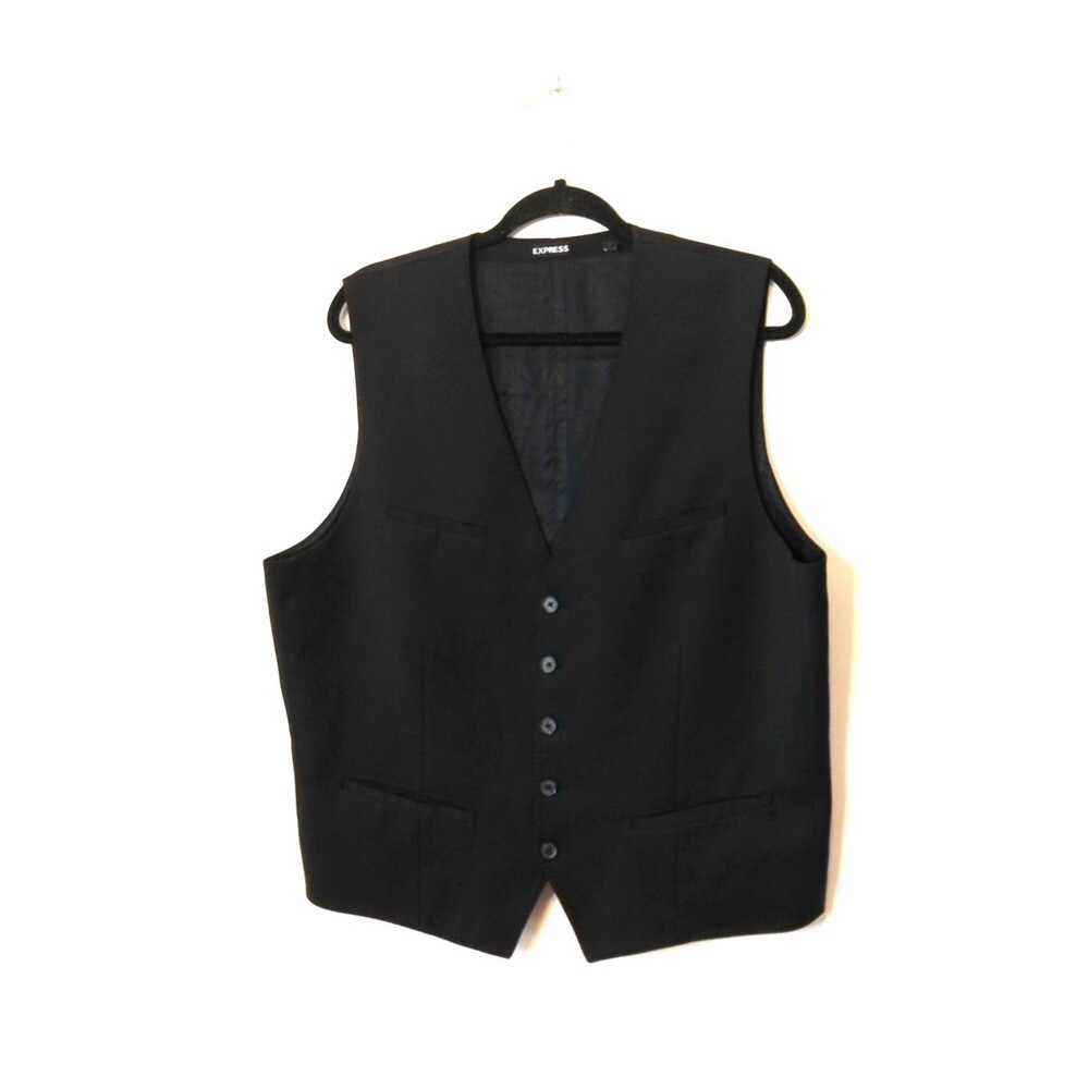 Express Women's Classic Fit V-Neck Button Up Wool Blend Vest Size XL - Flaw
